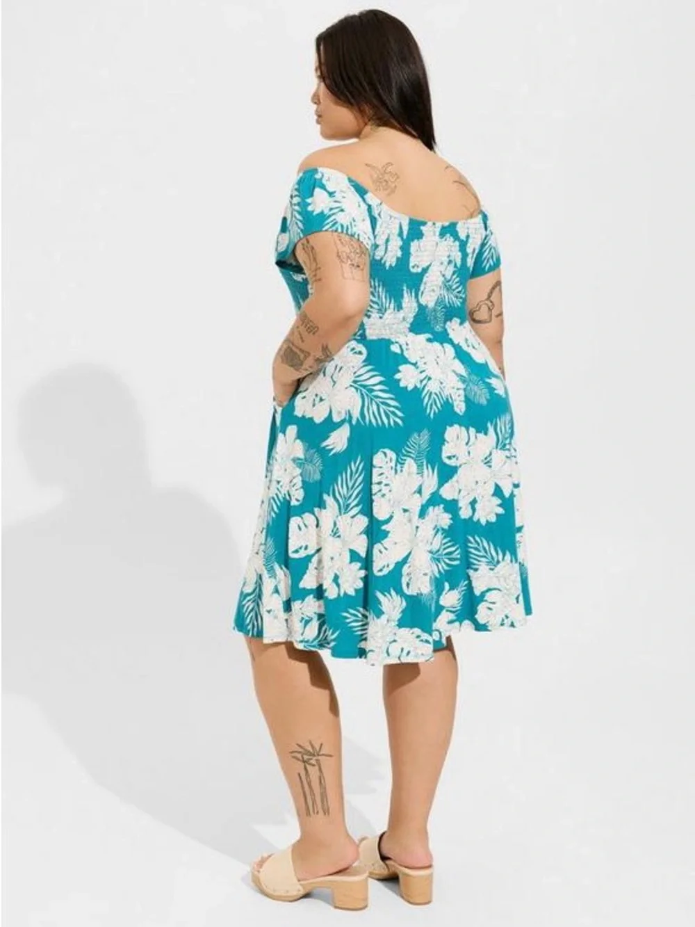 Torrid Mini Super Soft Off Shoulder  Dress Neon Tropics Bus at Bay SZ 5x NIP - Picture 4 of 7